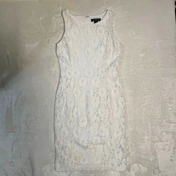 Ralph Lauren Spring Floral Crochet Dress Size 2 White Below Knee Midi Easter Pur - Picture 1 of 9